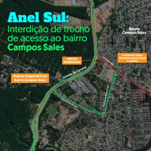 Anel Sul: rua de acesso ao bairro Campos Sales será interditada nesta terça-feira para obra de duplicação
